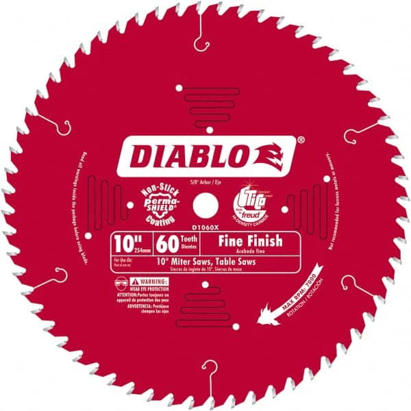DIABLO D1060N Wet & Dry Cut Saw Blade: 10" Dia, 5/8" Arbor Hole, 60 Teeth 
