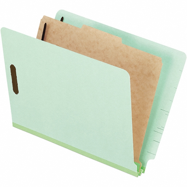 Pendaflex Pack of (10) 8-1/2 x 11", Letter Size, Pale Green, Classification Folders w/ Top Tab Fasteners - 25 Point Stock, End Tab Cut Location