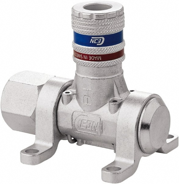 CEJN 19-902-9101-NPT Manifold: 1/2" Inlet, 1/4" Outlet, 1 Inlet Port, 1 Outlet Port, 3" OAL, 2.28" OAW, 2.7" OAH Image