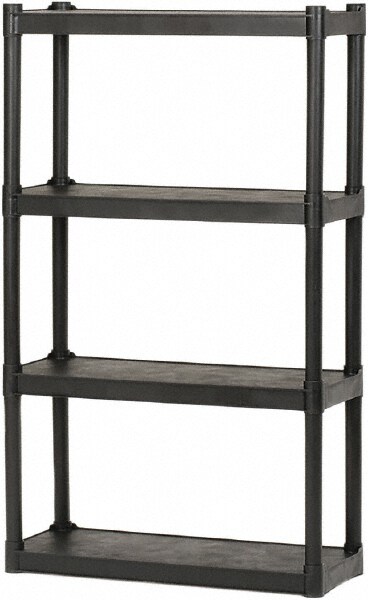 Plastic Shelving; Type: Structural Plastic Open Shelving ; Width (Inch): 32 ; Depth: 13 ; Number of Shelves: 4 ; Color: Black ; PSC Code: 3990