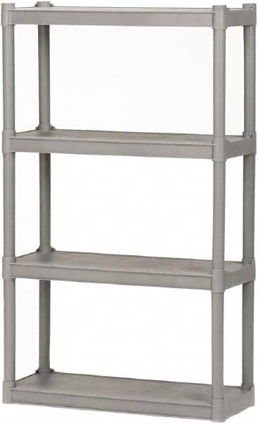 Ability One 7125016672783 Plastic Shelving; Type: Structural Plastic Open Shelving ; Width (Inch): 32 ; Depth: 13 ; Number of Shelves: 4 ; Color: Charcoal ; PSC Code: 3990 