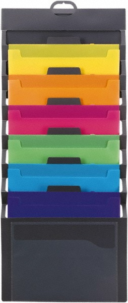 14-1/4" Wide x 33" High x 1" Deep Polypropylene Wall File - 6 Compartments, Gray