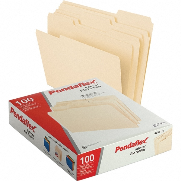 Pendaflex - File Folders with Top Tab: Letter, Manila, 100/Pack | MSC ...