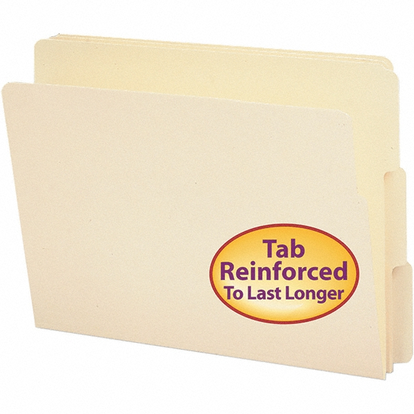 File Folders with End Tab: Letter, Manila, 100/Pack - 11 Point Stock, Assorted Tab Cut Location