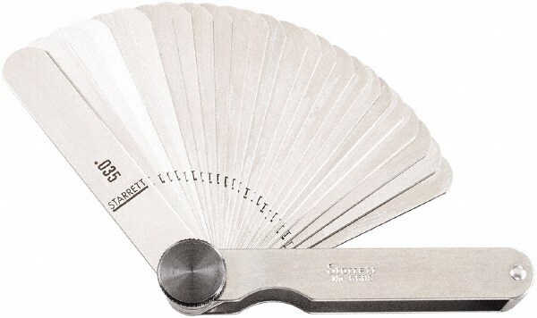 Feeler Gage Sets; Maximum Thickness (mm): 0.0015; Minimum Thickness: 0.0350; Minimum Thickness (mm): 0.0350; Number of Leaves: 31; Material: Stainless Steel; Number Of Leaves: 31; Leaf Length (Inch): 3-1/32; Width (mm): 1/2; Width (Inch): 1/2; Thicknesses
