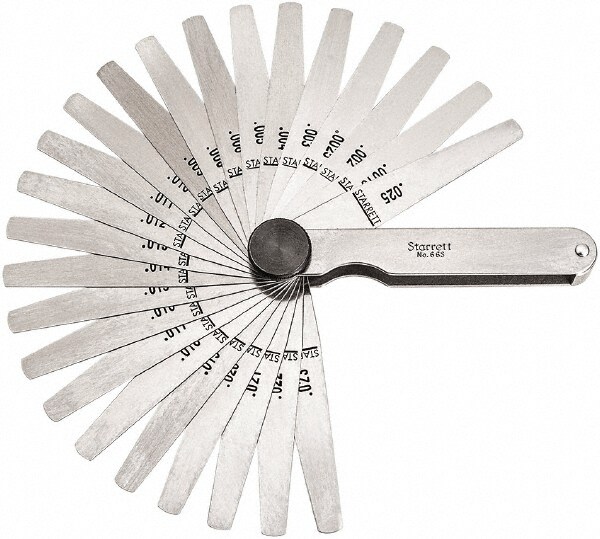 Feeler Gage Sets; Maximum Thickness (mm): 0.0015; Minimum Thickness: 0.0250; Minimum Thickness (mm): 0.0250; Number of Leaves: 26; Material: Stainless Steel; Number Of Leaves: 26; Leaf Length (Inch): 3-1/32; Width (mm): 1/2; Width (Inch): 1/2; Thicknesses