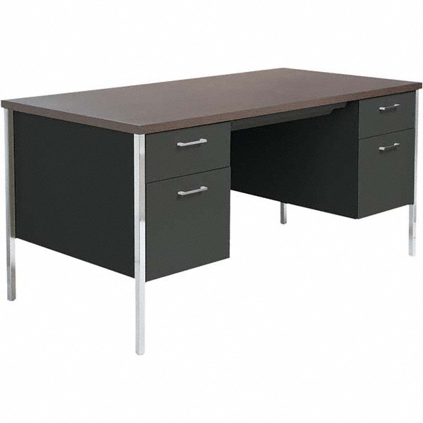 ALERA Office Desks; Type Double Pedestal ; Center Draw Yes ; Color Mocha/Black ; Material