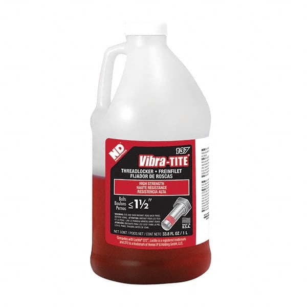 Vibra-Tite. 13700 Threadlocker: Red, Liquid, 1 L, Bottle 