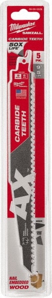 Milwaukee Tool 48-00-5526 9" Long x 1" Thick, Carbide Reciprocating Saw Blade Image