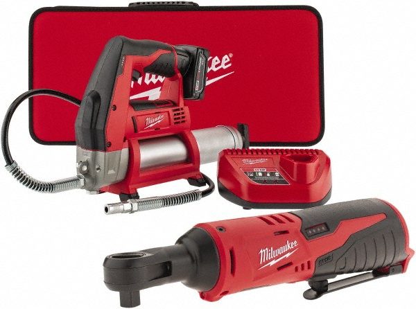 M12&trade; Cordless Grease Gun Kit - BONUS M12&trade; Cordless 3/8” Lithium-Ion Ratchet, 0-225 RPM, 35 ft-lb Max Torque