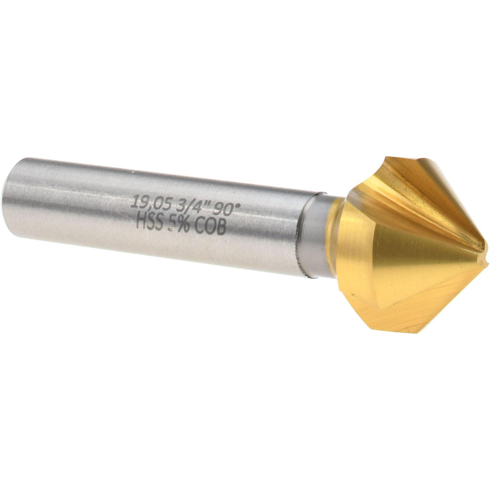 Countersink: 3/4" Head Dia, 90 ° Included Angle, 3 Flutes, Cobalt Steel, Right Hand Cut