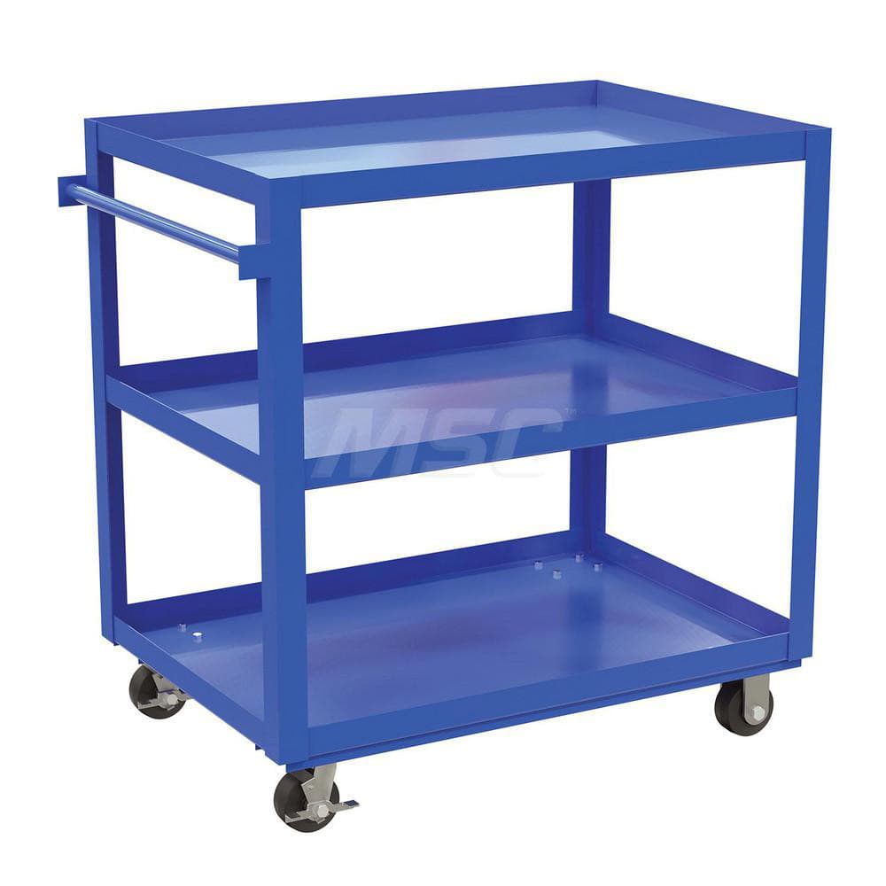 36 Length x 24-1/2 Width 33-1/2 Height Vestil Plastic Service Cart with 4 Lipped Shelves 3 Shelves 550 lbs Load Capacity Gray 