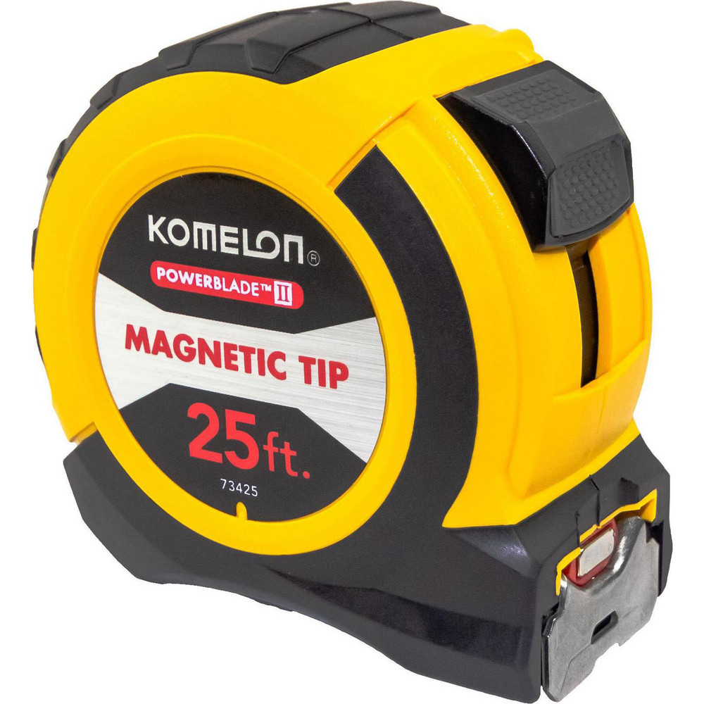 Photos - Laser Measuring Tool Komelon Tape Measure: 25' Long, 1-1/16" Width, Yellow Blade - 1/16" Graduation, Inch Graduation, Red Case | Part #73425 Red