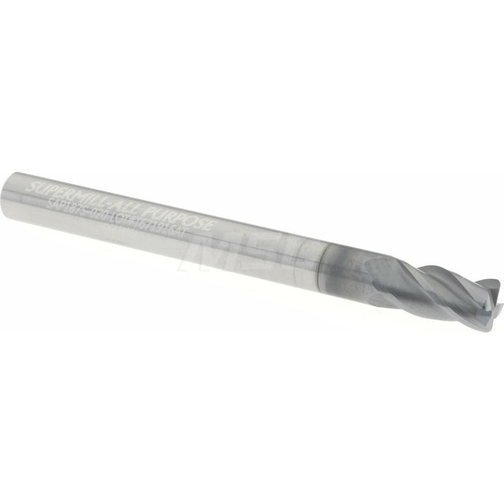 Corner Radius End Mill: 3/16" Dia, 3/8" LOC, 0.02" Radius, 4 Flutes, Solid Carbide