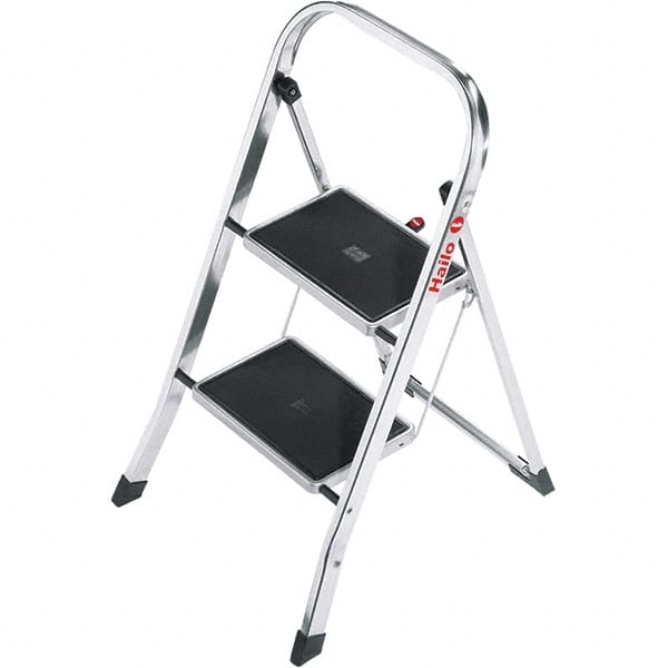 Hailo 9204010001 2-Step Ladder: Aluminum, EN14183 