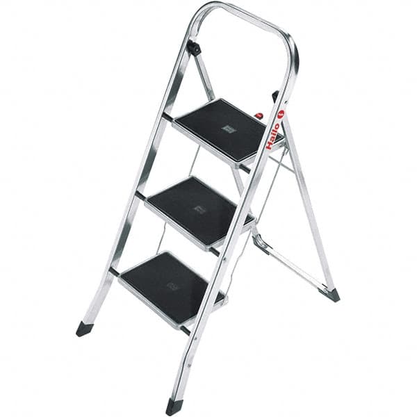 Hailo 9204010002 3-Step Ladder: Aluminum, EN14183 