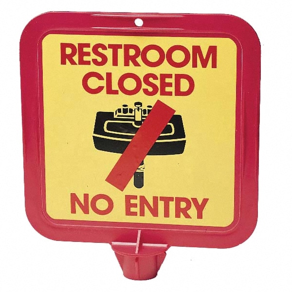 No Entry Restroom Closed, 8" Wide x 8" High, Polypropylene Square Floor Sign