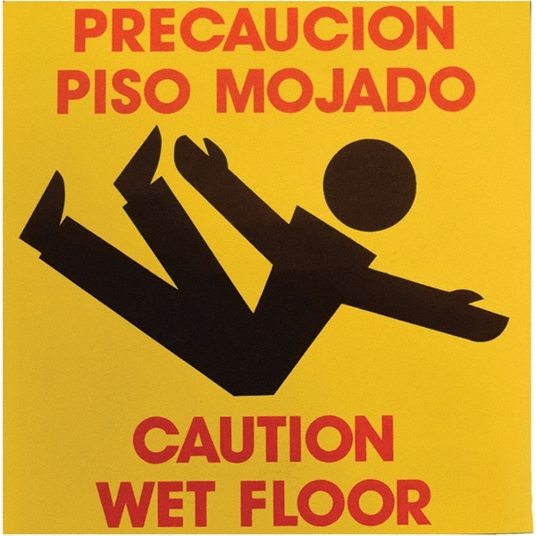 Wet Floor, 8" Wide x 8" High, Polypropylene Square Floor Sign