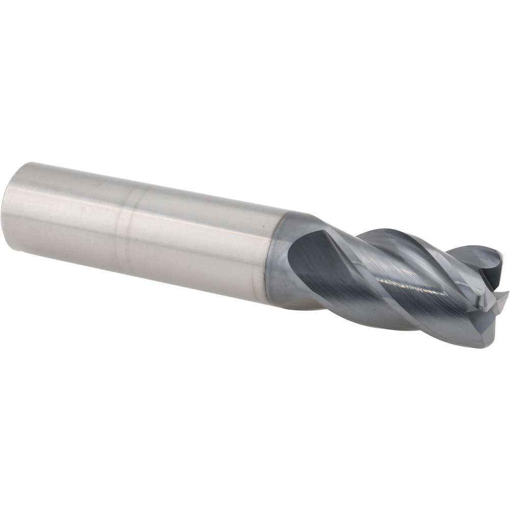 Corner Radius End Mill: 3/4" Dia, 1-1/4" LOC, 38 deg Helix, Corner Radius End, Centercutting Series HS