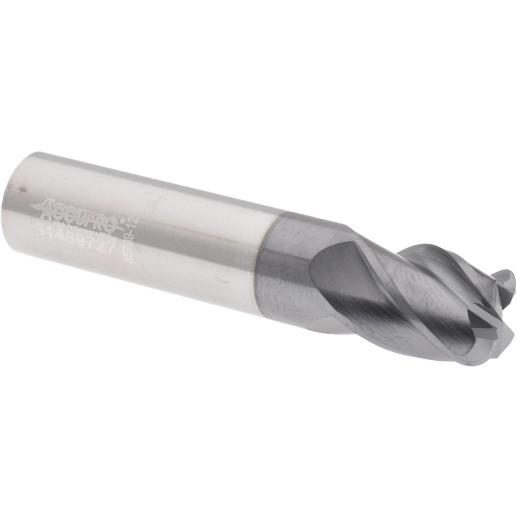 310279 Corner Radius End Mill: 1/2" Dia, 5/8" LOC, 38 deg Helix, Corner Radius End, Centercutting Series HS  