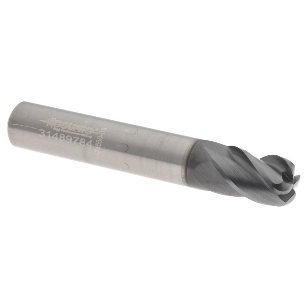 Corner Radius End Mill: 5/16" Dia, 7/16" LOC, 38 deg Helix, Corner Radius End, Centercutting Series HS