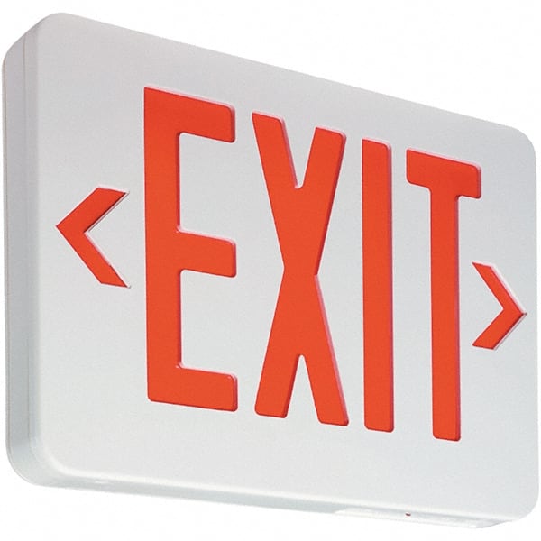 Illuminated Exit Signs; Number of Faces: 2 ; Letter Color: Red ; Housing Material: Thermoplastic ; Housing Color: White ; Voltage: 120/277 VAC ; Battery Type: No Battery Backup