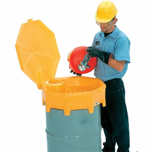 11" High x 29" Diam, Polyethylene, Manual Closing Funnel Cover