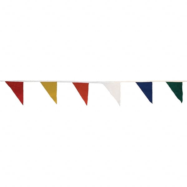 PRO-SAFE 03-403 Pennants; Color: Multi ; Overall Length (Feet): 100.00 ; Pennant Length (Inch): 18 ; Pennant Width (Inch): 12 ; Material: Vinyl ; Tensile Strength (Lb./Inch): 107 