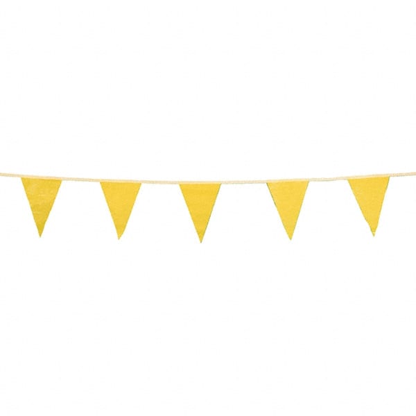 PRO-SAFE 03-405 Pennants; Color: Yellow ; Overall Length (Feet): 100.00 ; Pennant Length (Inch): 18 ; Pennant Width (Inch): 12 ; Material: Vinyl ; Tensile Strength (Lb./Inch): 107 