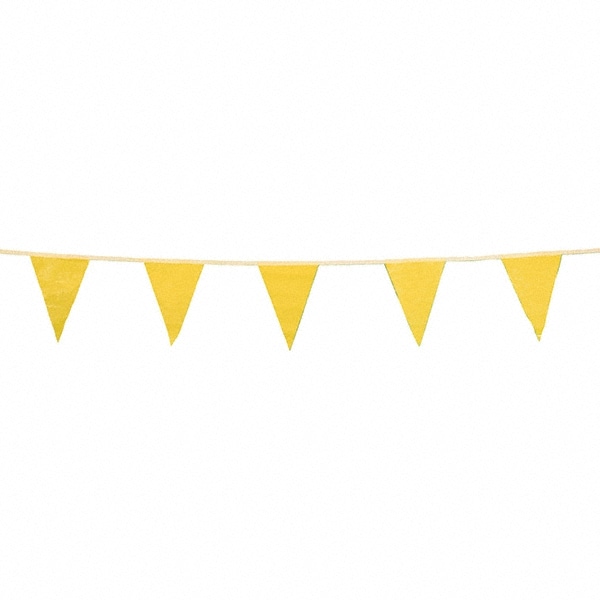 PRO-SAFE 03-405 Pennants; Color: Yellow ; Overall Length (Feet): 100.00 ; Pennant Length (Inch): 18 ; Pennant Width (Inch): 12 ; Material: Vinyl ; Tensile Strength (Lb./Inch): 107 