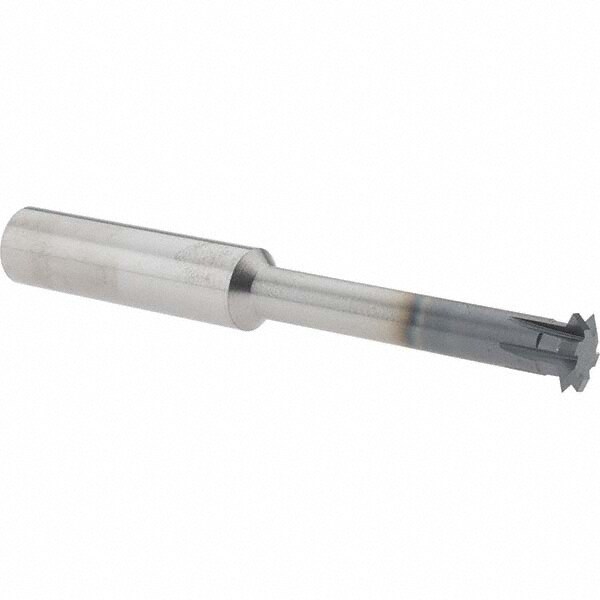 Double Angle Milling Cutter: 60 °, 1/2" Cut Dia, 7/64" Cut Width, 1/2" Shank Dia, Solid Carbide
