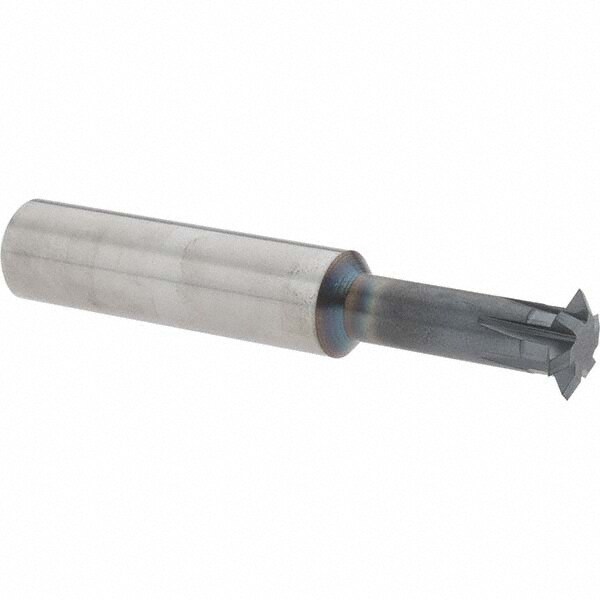 Double Angle Milling Cutter: 60 °, 1/2" Cut Dia, 7/64" Cut Width, 1/2" Shank Dia, Solid Carbide