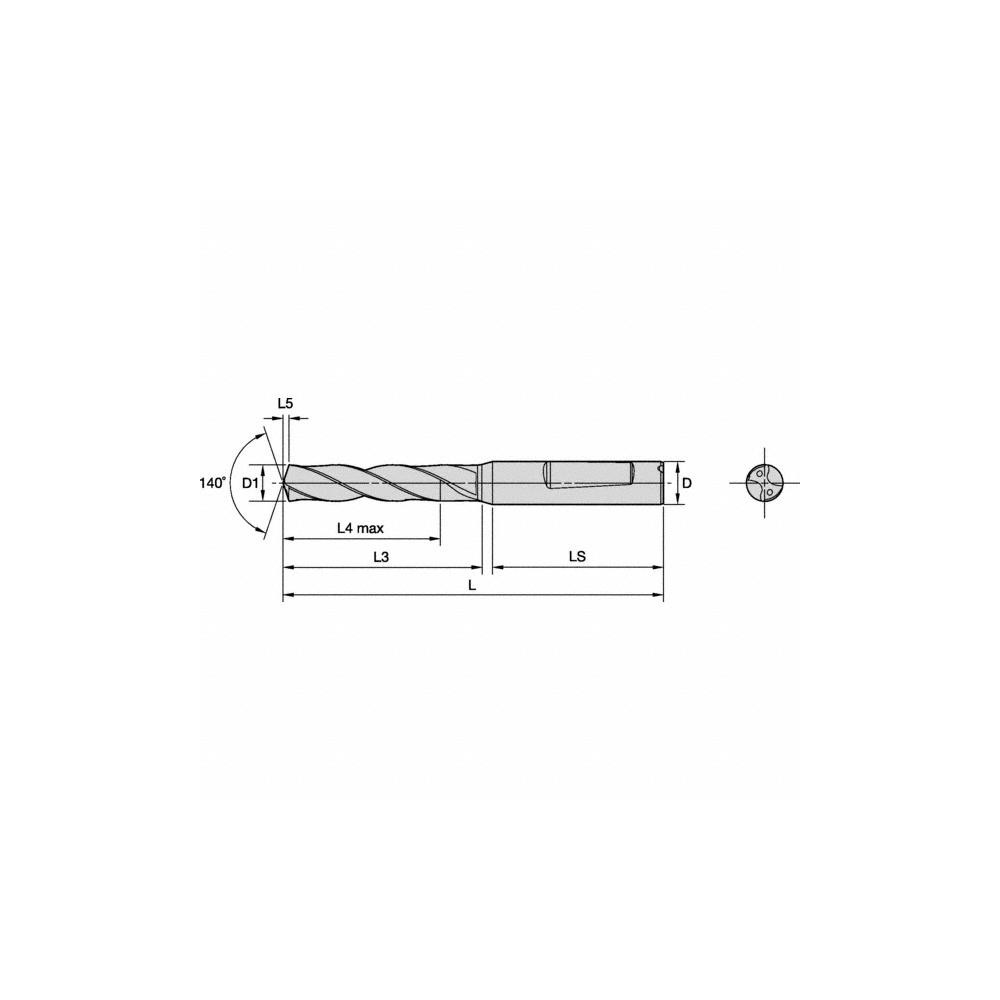 Kennametal Jobber Drill 3.20 mm Dia, 140 deg Point, Solid Carbide