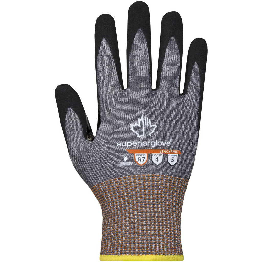 Cut, Puncture & Abrasion-Resistant Gloves: Superior Glove Works STACXPNRT, Size Medium, ANSI Cut A7, ANSI Puncture 4, Micropore Nitrile, Engineered Yarn