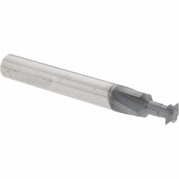 Double Angle Milling Cutter: 60 °, 1/4" Cut Dia, 0.072" Cut Width, 1/4" Shank Dia, Solid Carbide