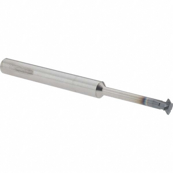 Double Angle Milling Cutter: 60 °, 1/4" Cut Dia, 0.072" Cut Width, 1/4" Shank Dia, Solid Carbide