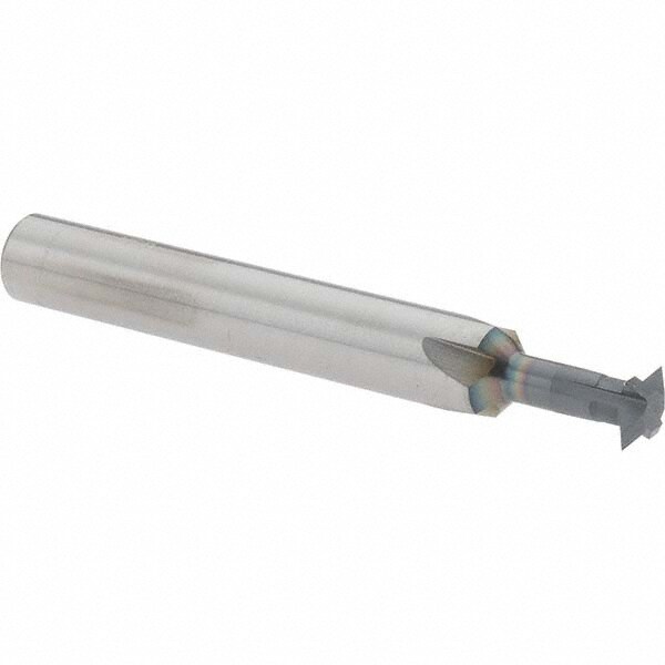 Double Angle Milling Cutter: 60 °, 1/4" Cut Dia, 0.072" Cut Width, 1/4" Shank Dia, Solid Carbide