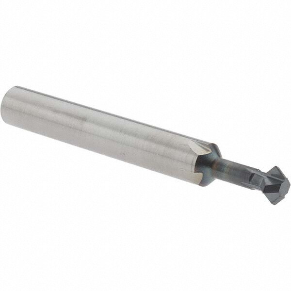 Double Angle Milling Cutter: 90 °, 0.118" Cut Width, 1/4" Shank Dia, Solid Carbide