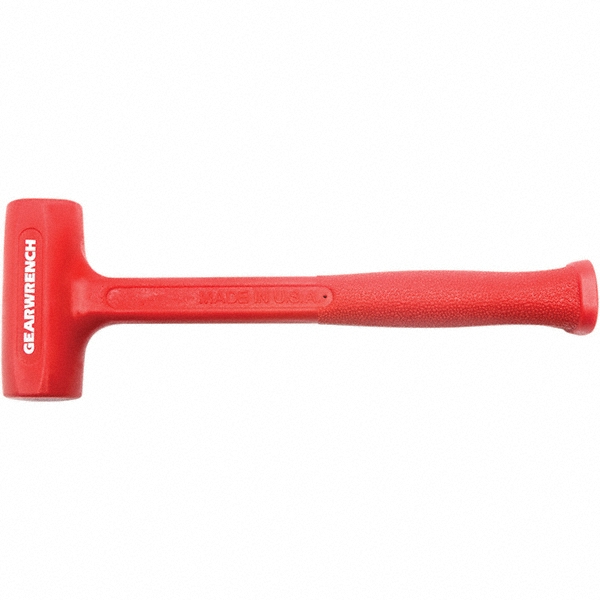 Dead Blow Hammer: 15 oz Head, 1-3/4" Face Dia, Urethane Head - 12-3/4" OAL, Steel Handle