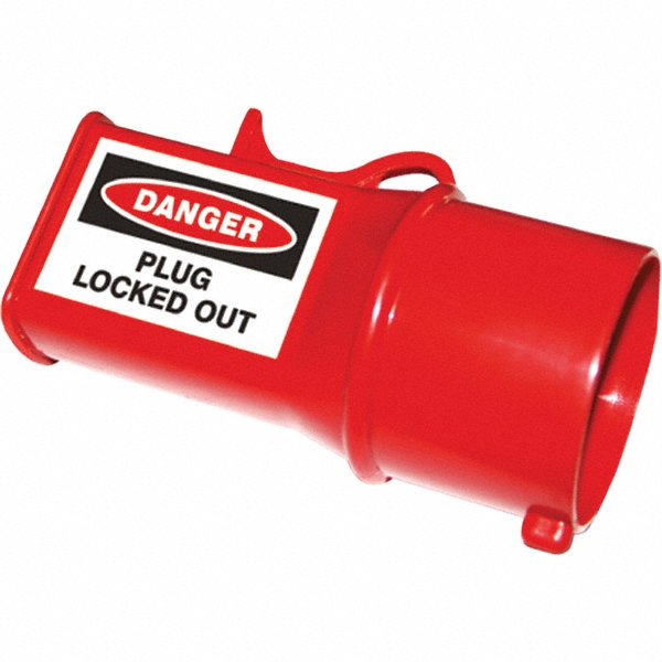 Circuit Breaker Lockout: 380 & 415V, 1 Padlock Max, 2.5" High, 3" Wide - Plastic, 1 Circuit, Legend: Danger Plug Locked Out