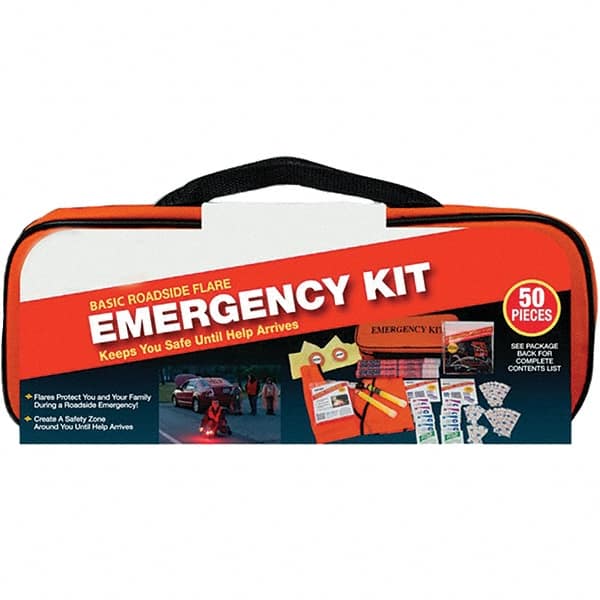 PRO-SAFE 95-07-60 Highway Safety Kits; Includes: (2) Carrying Cases;(2) Light Sticks;(3) 15-minute Flares;(3) Shop Cloths First Aid Products;Bright Safety Vest;Emergency Signal Flag;Rain Poncho 