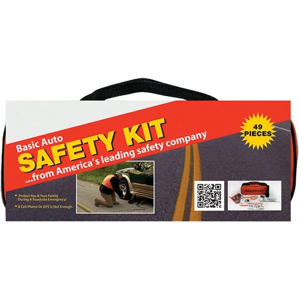 PRO-SAFE 95-07-63 Highway Safety Kits; Includes: (2) Batteries, 2 Light Sticks;(2) Carrying Case;(3) Shop Cloths;Bright Safety Vest;First Aid Products;Flashlight;Rain Poncho 