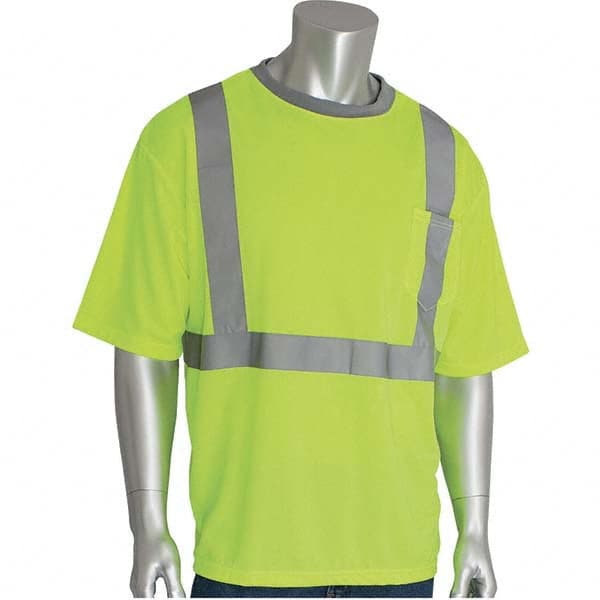 PIP 312-1200-LY/XL Work Shirt: High-Visibility, X-Large, Polyester, Lime, 1 Pocket 