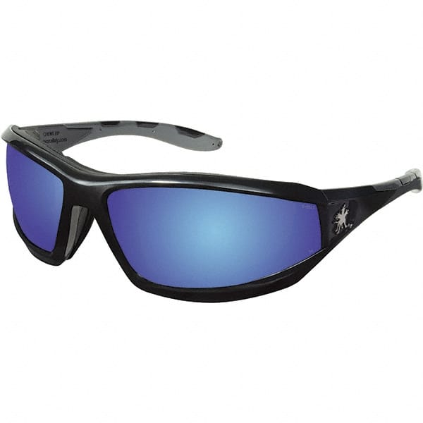 MCR SAFETY RP218BDC Safety Glass: Anti-Fog & Scratch-Resistant, Polycarbonate, Blue Mirror Lenses, Full-Framed, UV Protection 