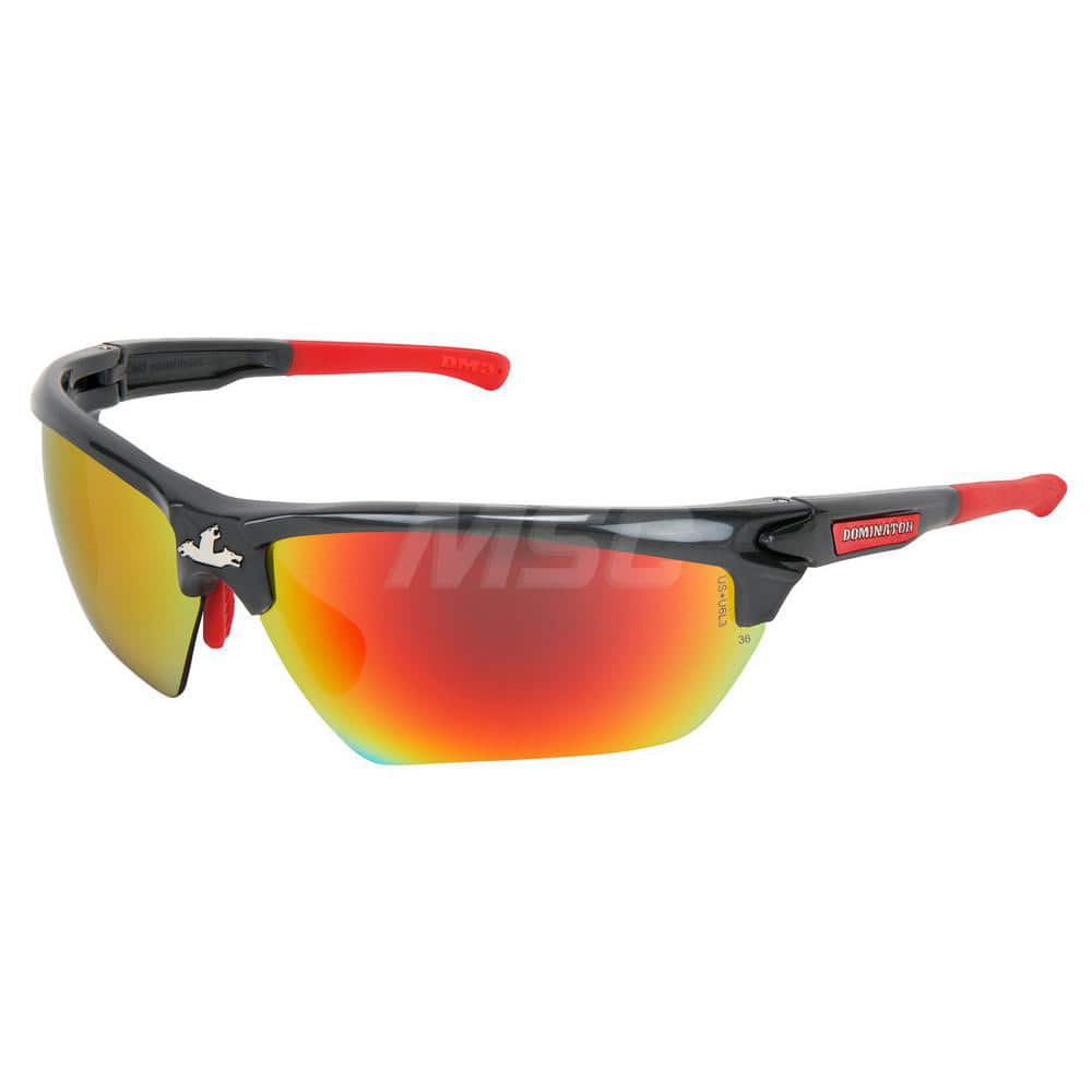 MCR SAFETY DM131RDC Safety Glass: Anti-Fog & Scratch-Resistant, Polycarbonate, Fire Mirror Lenses, Full-Framed, UV Protection 