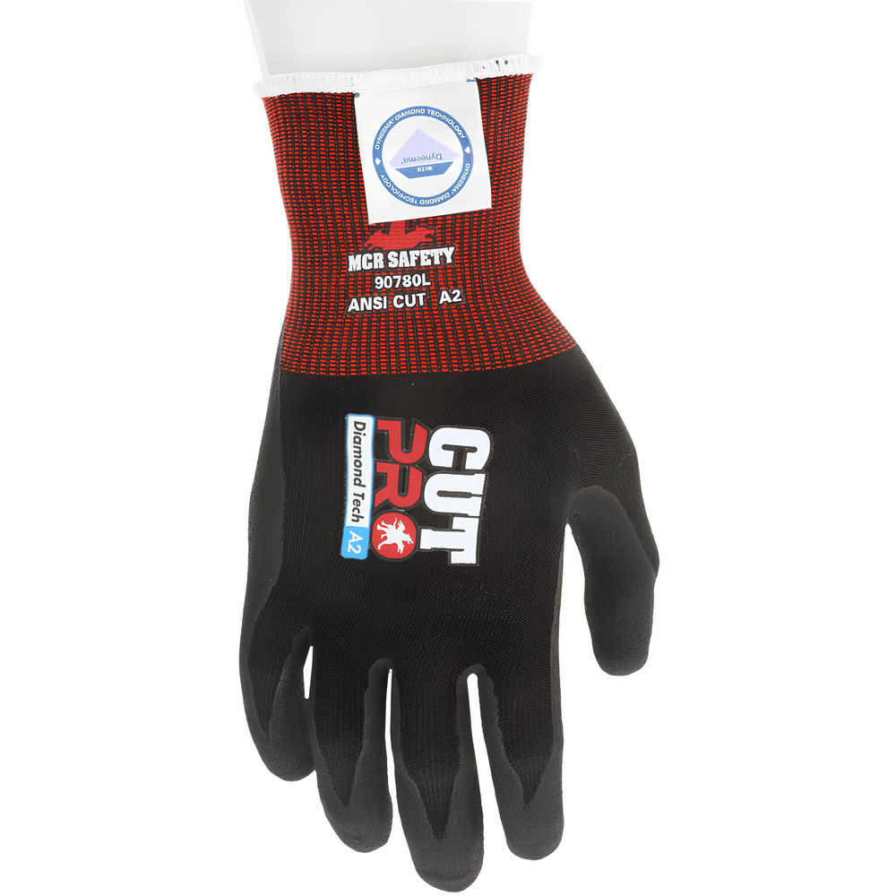 Cut-Resistant Gloves: Size L, ANSI Cut A2, Nitrile, Dyneema