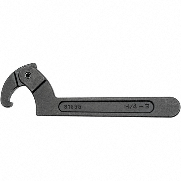 Spanner Wrenches & Sets; Wrench Type: Adjustable Hook Spanner Wrench; Minimum Capacity (mm): 76; Maximum Capacity (Inch): 4-3/4; Overall Length (Inch): 10.870000; Hook Thickness: 0.44 in; Hook Depth: 0.19 in; Corrosion-resistant: Yes; Standards: GGG-W-665C; Contents: Wrench