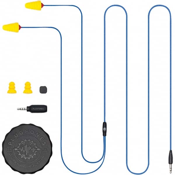 Hearing Protection/Communication; Type: Earplugs w/Audio; Overall Length: 54 in; Standards: ANSI S3.19-1974; Noise Reduction Rating (dB): 26.00; Disposable or Reusable Plug: Reusable; Plug Color: Blue; Yellow; ANSI Specification: ANSI S3.19-1974; Other Co