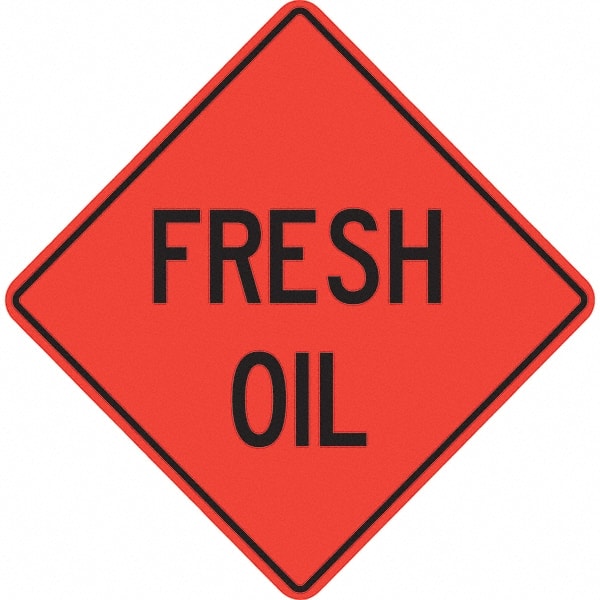 Traffic Control Sign: Triangle, "Fresh Oil"