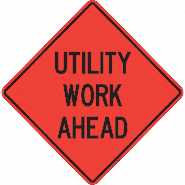 PRO-SAFE 07-800-4723-L Traffic Control Sign: Triangle, "Utility Work Ahead" Image